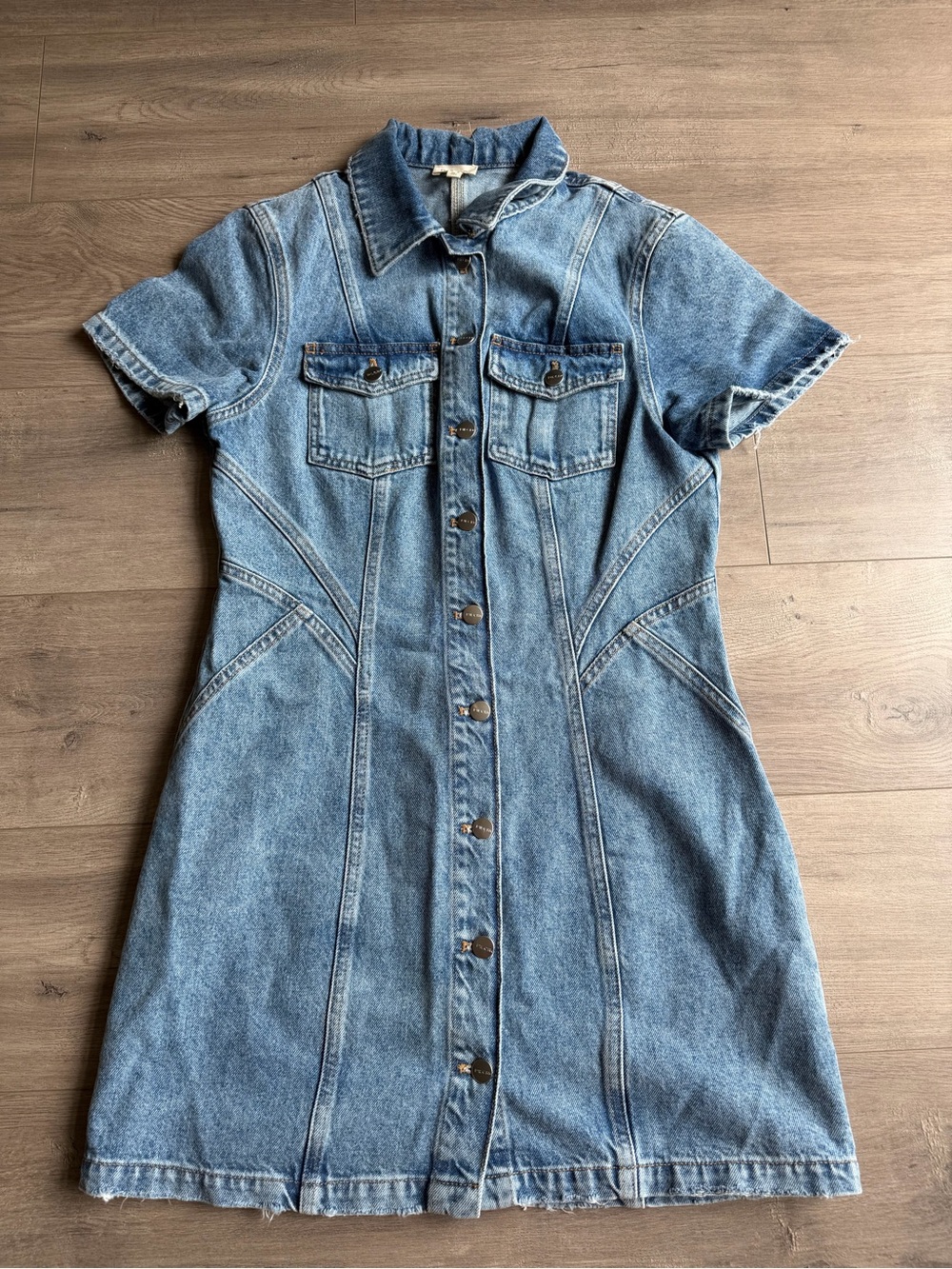 Pilcro Denim Button-Front Short Sleeve Dress - size 10